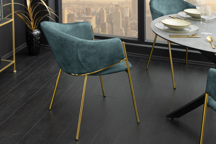 Set 2 scaune NOBLESSE din catifea turquoise [5]