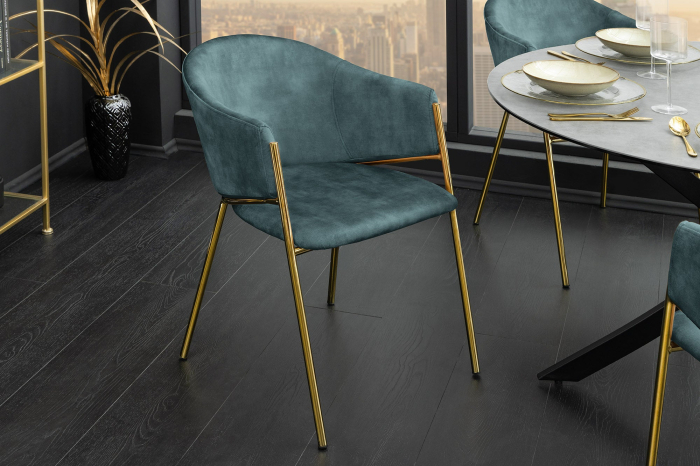 Set 2 scaune NOBLESSE din catifea turquoise [2]