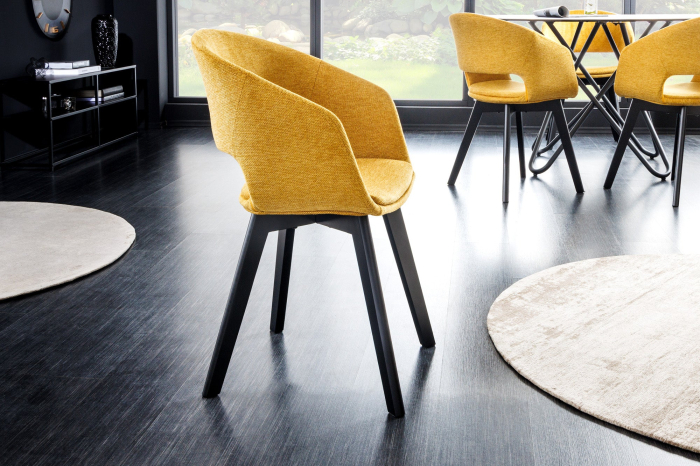 Set 2 scaune NORDIC STAR din material texturat galben mustar [3]