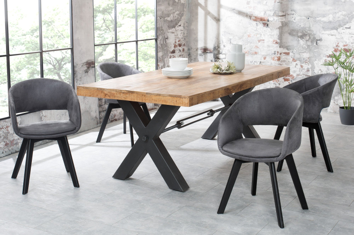 Set 2 scaune NORDIC STAR din microfibra gri [3]