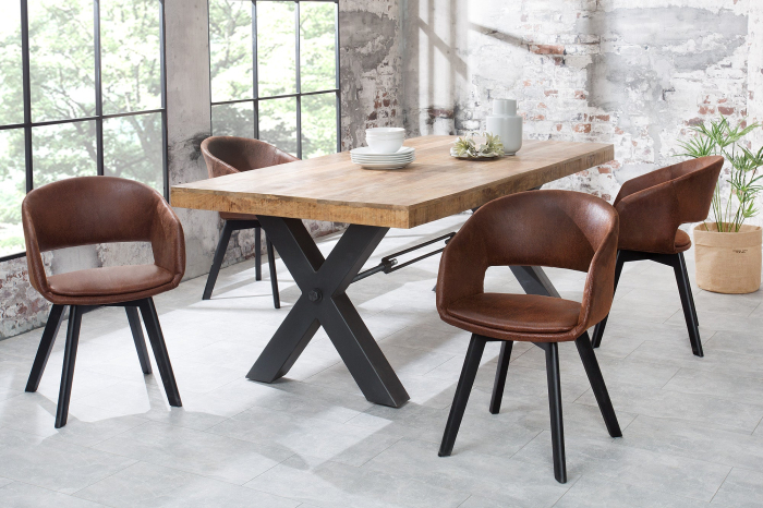 Set 2 scaune NORDIC STAR din microfibra maro [3]