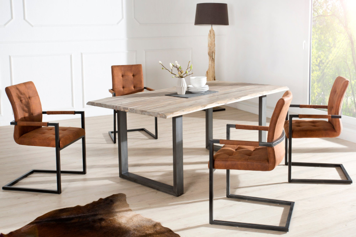 Set 2 scaune OXFORD din microfibra vintage maro [2]