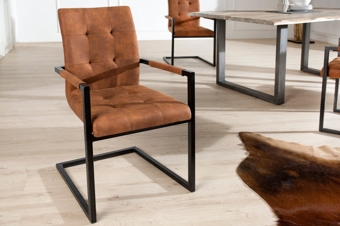 Set 2 scaune OXFORD din microfibra vintage maro [3]