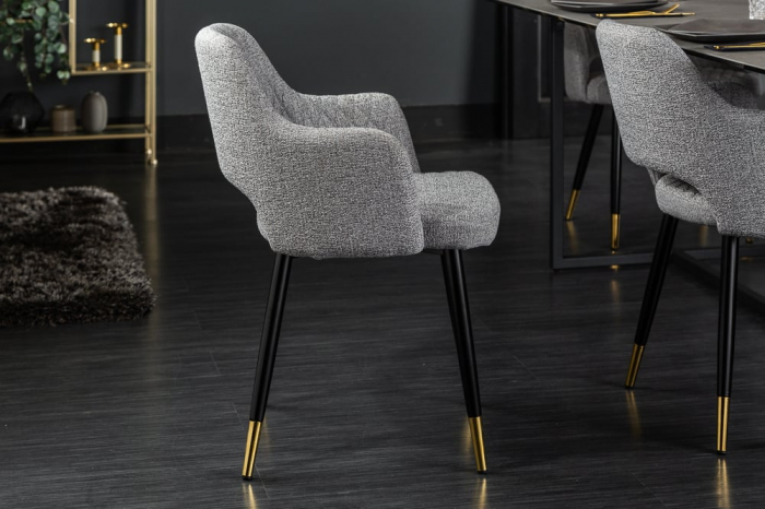 Set 2 scaune Paris cu tapițerie din țesătură structurală, gri deschis [5]