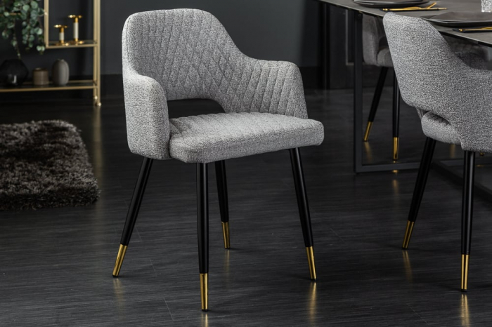 Set 2 scaune Paris cu tapițerie din țesătură structurală, gri deschis [4]