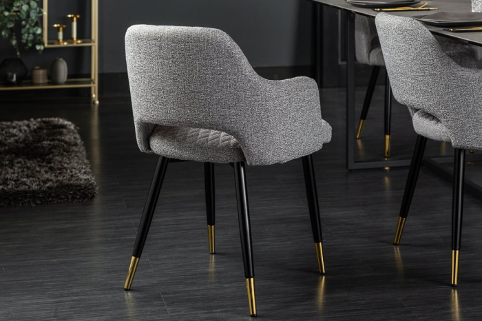Set 2 scaune Paris cu tapițerie din țesătură structurală, gri deschis [6]