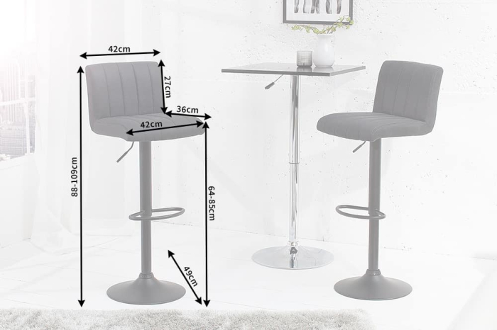 Set 2 scaune PORTLAND din microfibra vintage gri, 88-109 cm [7]
