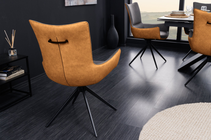 Set 2 scaune rotative ALPINE din microfibra gri si maro [5]