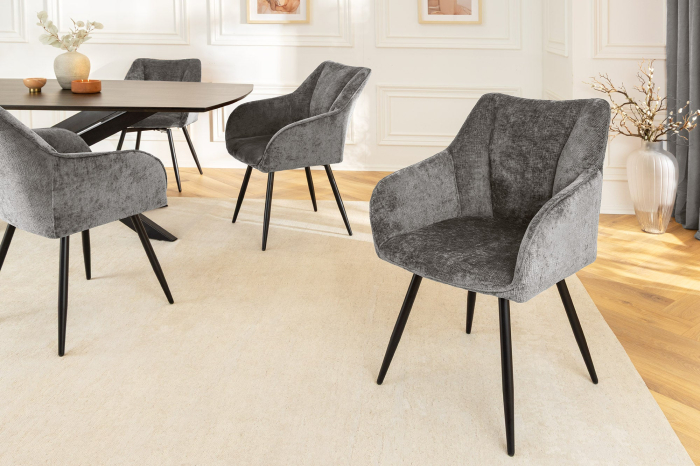 Set 2 scaune rotative AVIGNON 360° din chenille gri  [4]