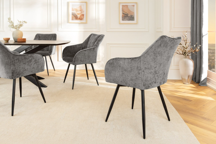 Set 2 scaune rotative AVIGNON 360° din chenille gri  [5]