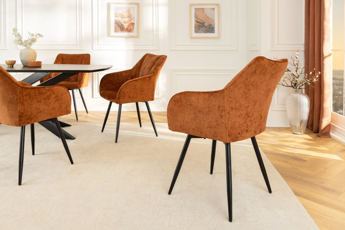 Set 2 scaune rotative AVIGNON 360° din chenille maro [4]