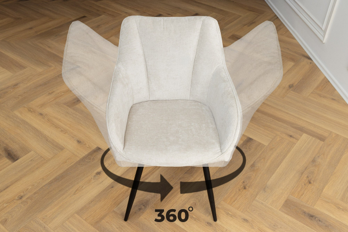 Set 2 scaune rotative AVIGNON 360° din chenille sampanie  [6]