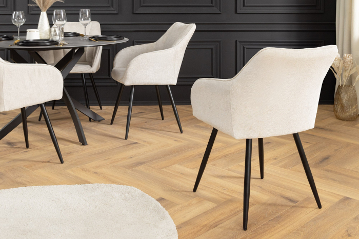 Set 2 scaune rotative AVIGNON 360° din chenille sampanie  [5]