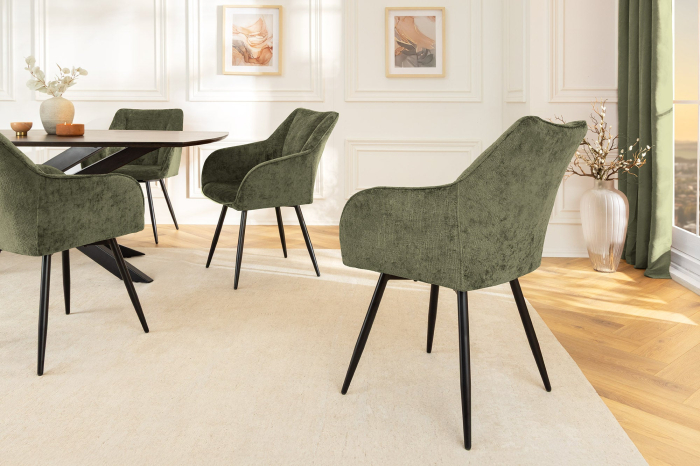 Set 2 scaune rotative AVIGNON 360° din chenille verde  [6]