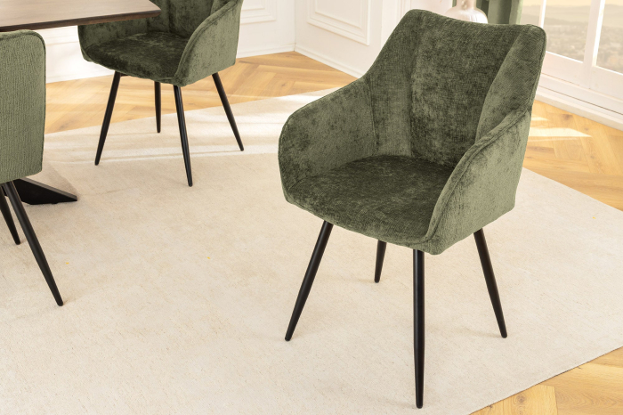 Set 2 scaune rotative AVIGNON 360° din chenille verde  [4]