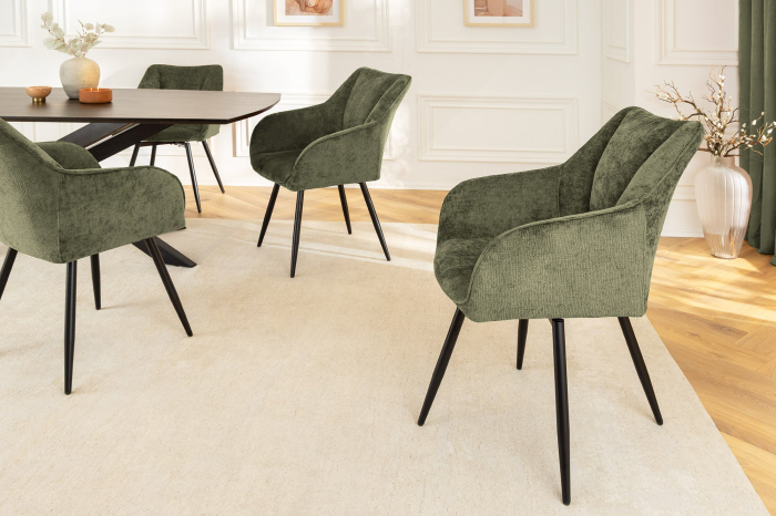 Set 2 scaune rotative AVIGNON 360° din chenille verde  [5]