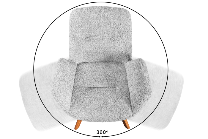 Set 2 scaune rotative BALTIC 360° din material boucle gri si picioare din lemn de stejar [8]