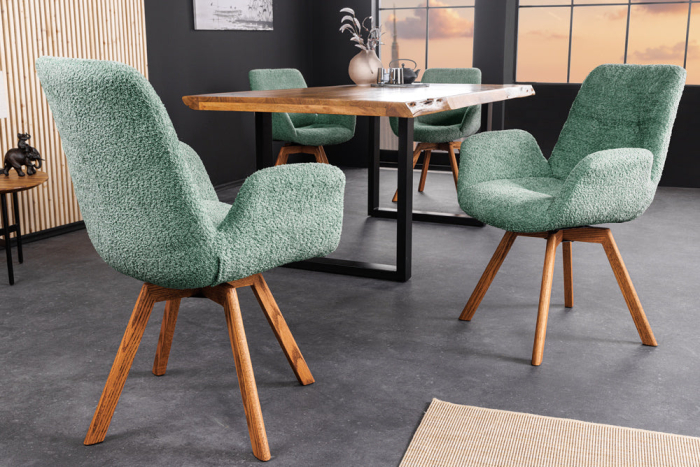 Set 2 scaune rotative BALTIC 360° din material boucle menta [4]