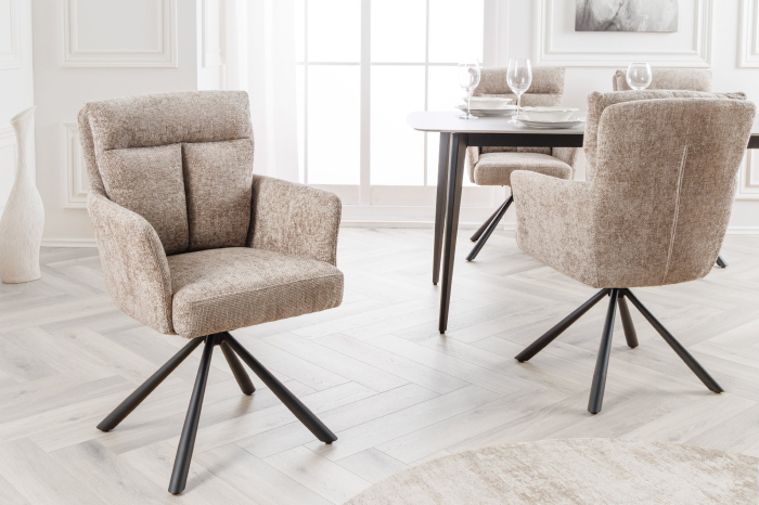 Set 2 scaune rotative BIG GEORGE 360° din material texturat grej [2]