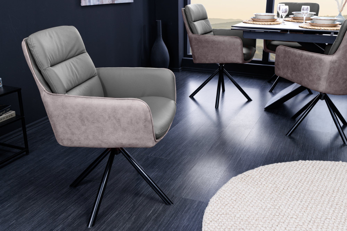 Set 2 scaune rotative BIG GEORGE 360° din microfibra si piele taupe [2]