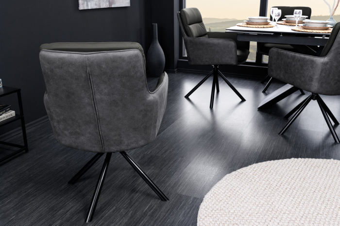 Set 2 scaune rotative BIG GEORGE 360° din piele si microfibra gri [5]