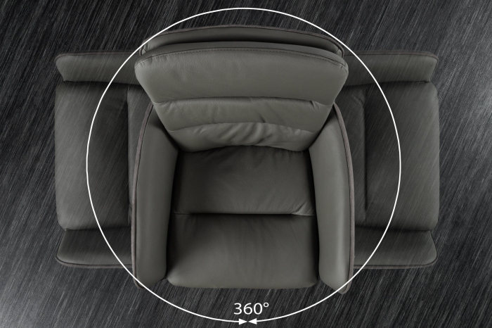 Set 2 scaune rotative BIG GEORGE 360° din piele si microfibra gri [9]