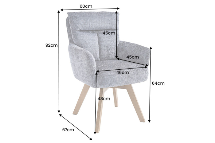 Set 2 scaune rotative BIG GEORGE din chenille gri [10]
