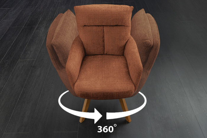 Set 2 scaune rotative BIG GEORGE din chenille maro [9]