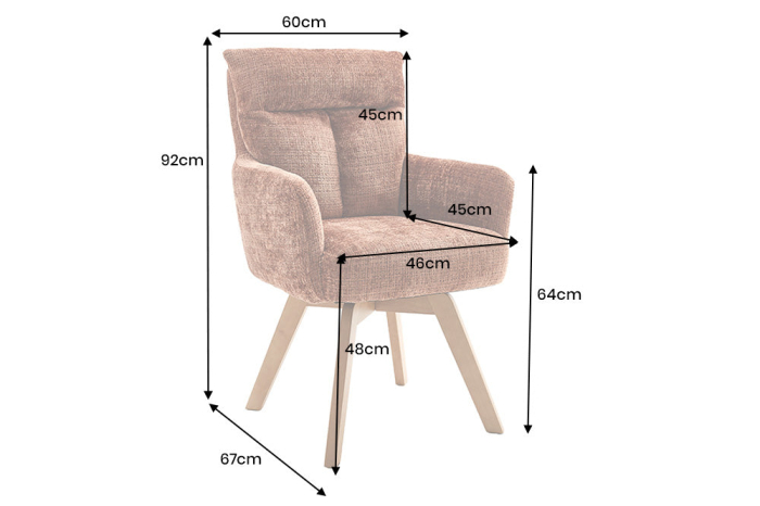 Set 2 scaune rotative BIG GEORGE din chenille maro [10]