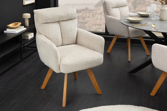 Set 2 scaune rotative BIG GEORGE din chenille sampanie [2]