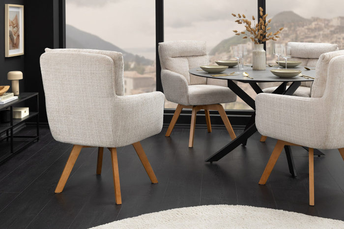 Set 2 scaune rotative BIG GEORGE din chenille sampanie [5]