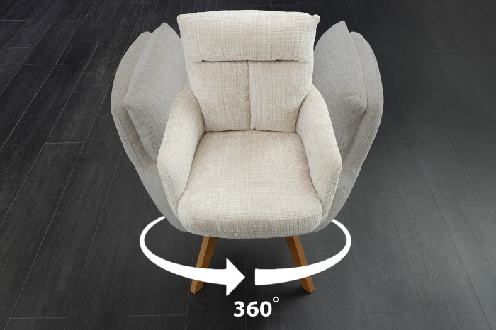 Set 2 scaune rotative BIG GEORGE din chenille sampanie [9]