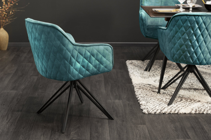 Set 2 scaune rotative EUPHORIA 180° din catifea turquoise [5]