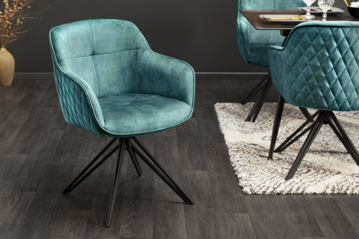 Set 2 scaune rotative EUPHORIA 180° din catifea turquoise [3]