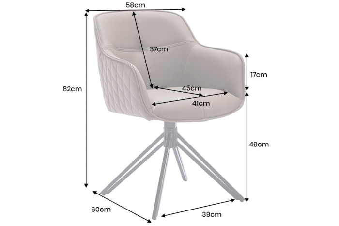 Set 2 scaune rotative EUPHORIA 180° din piele gri [11]