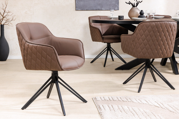 Set 2 scaune rotative EUPHORIA 180° din piele maro [4]