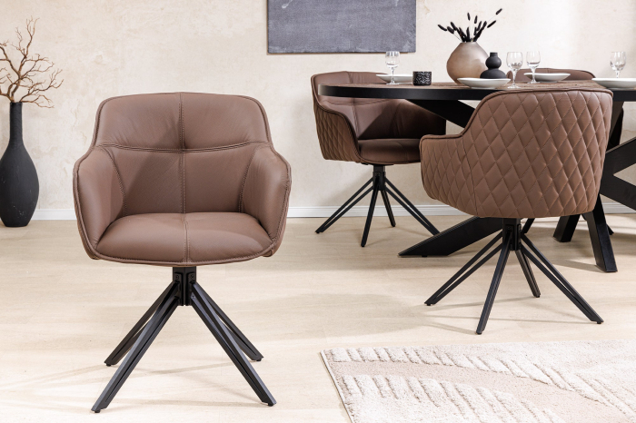 Set 2 scaune rotative EUPHORIA 180° din piele maro [3]