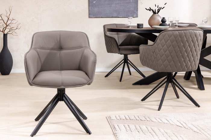 Set 2 scaune rotative EUPHORIA 180° din piele taupe [4]