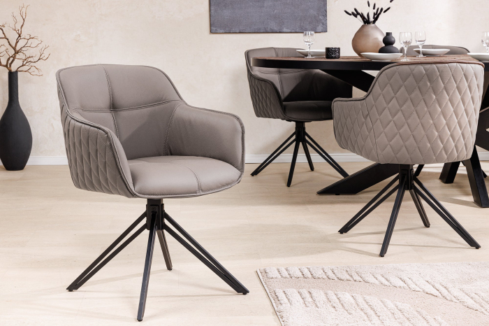 Set 2 scaune rotative EUPHORIA 180° din piele taupe [3]