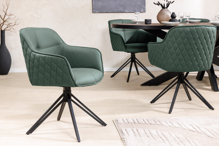 Set 2 scaune rotative EUPHORIA 180° din piele verde [4]