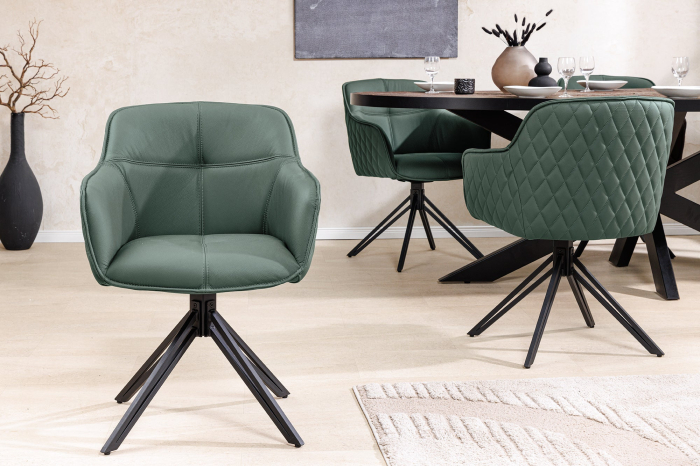 Set 2 scaune rotative EUPHORIA 180° din piele verde [3]