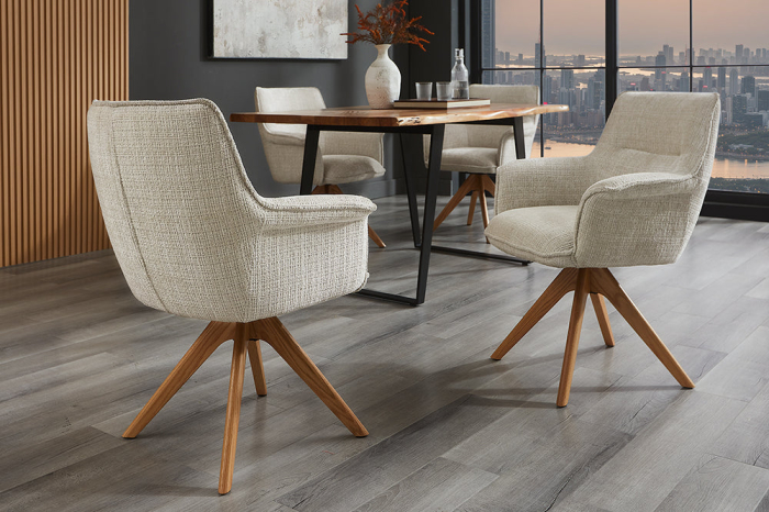 Set 2 scaune rotative LE GRAND 180° din chenille bej [3]