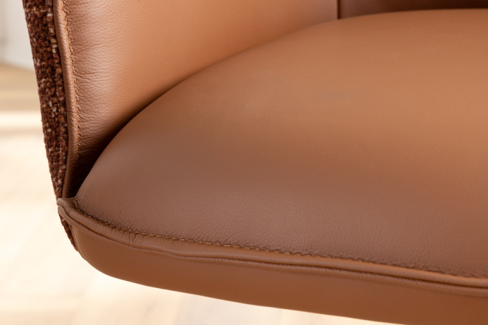 Set 2 scaune rotative LE GRAND 180° din material texturat si piele cognac [8]