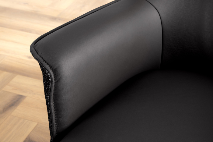 Set 2 scaune rotative LE GRAND 180° din material texturat si piele neagra [6]