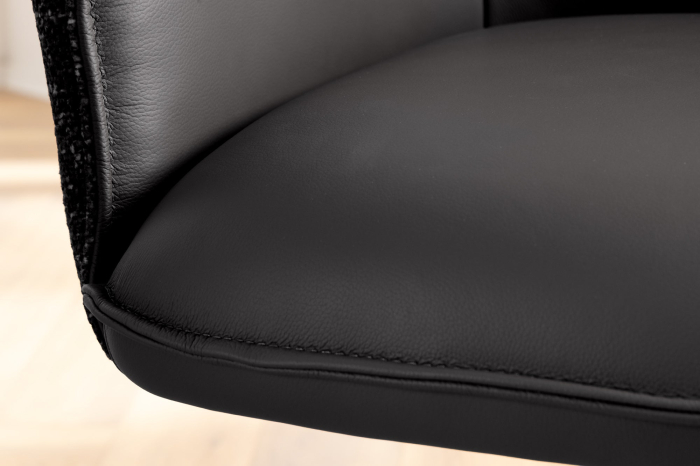 Set 2 scaune rotative LE GRAND 180° din material texturat si piele neagra [8]