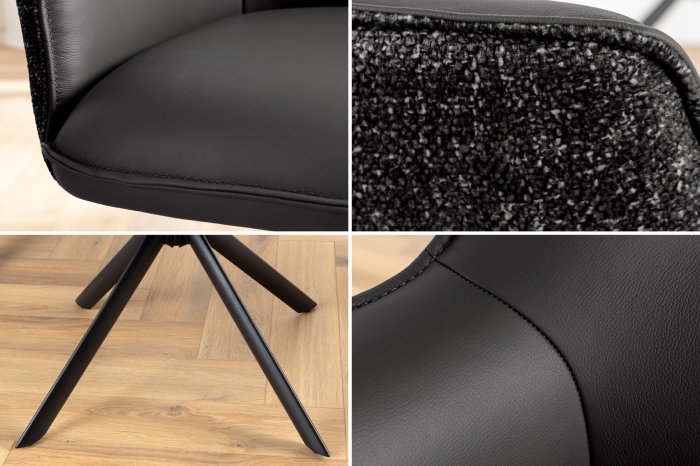 Set 2 scaune rotative LE GRAND 180° din material texturat si piele neagra [9]