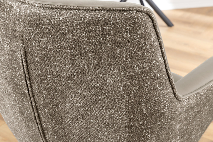 Set 2 scaune rotative LE GRAND 180° din material texturat si piele taupe [5]