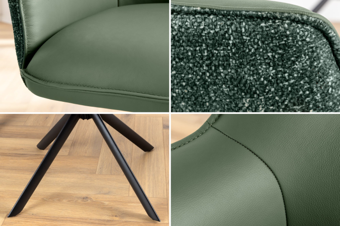 Set 2 scaune rotative LE GRAND 180° din material texturat si piele verde [8]