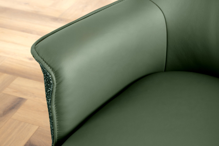 Set 2 scaune rotative LE GRAND 180° din material texturat si piele verde [6]