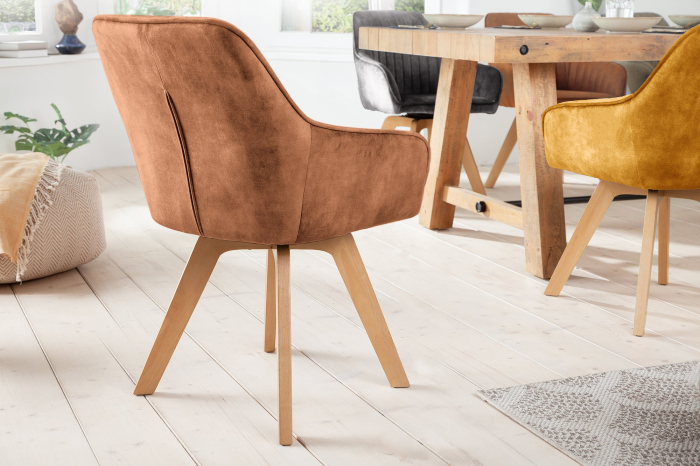 Set 2 scaune rotative LIVORNO 180° din catifea maro [4]